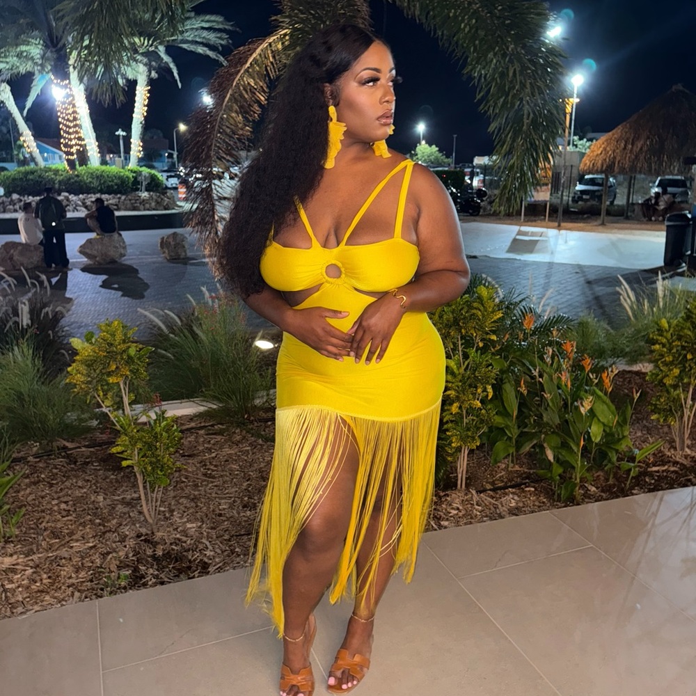 Vibrant Yellow Fringe Dress
